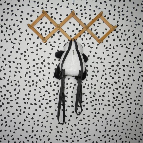 Wonder Nation Rainbow Panda Plush Fuzzy Animal Girls Backpack Bag - Picture 3 of 6